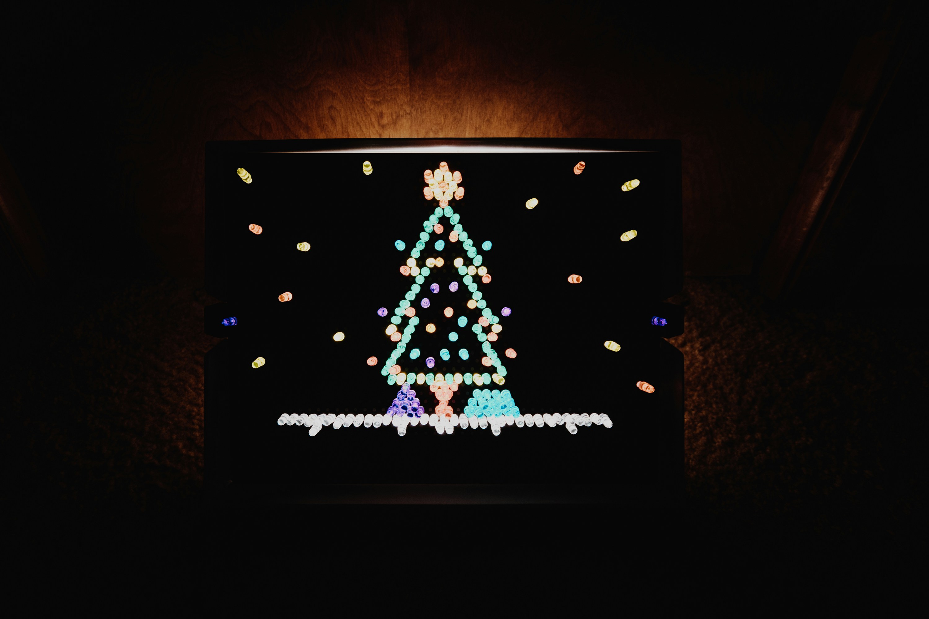 Christmas tree made of lights.