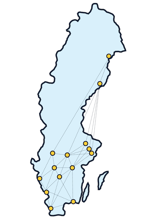 En karta över Sverige.