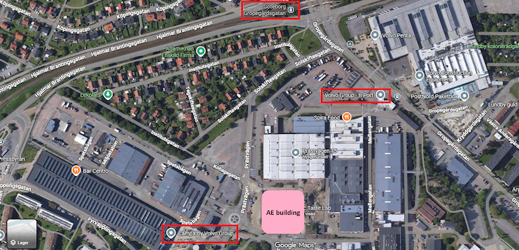 A map of the area with the AE building. 